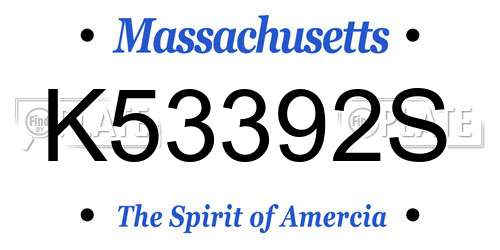 K53392S Massachusetts License Plate