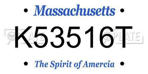 K53516T Massachusetts License Plate