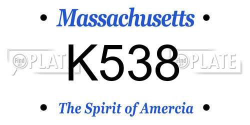 K538 Massachusetts License Plate