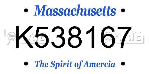 K538167 Massachusetts License Plate