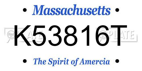 K53816T Massachusetts License Plate