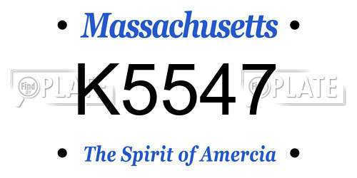 K5547 Massachusetts License Plate