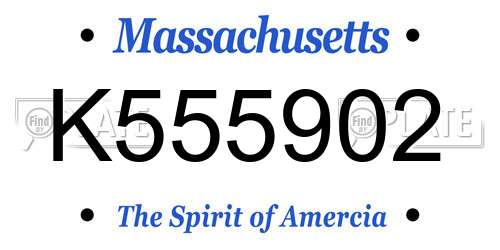 K555902 Massachusetts License Plate