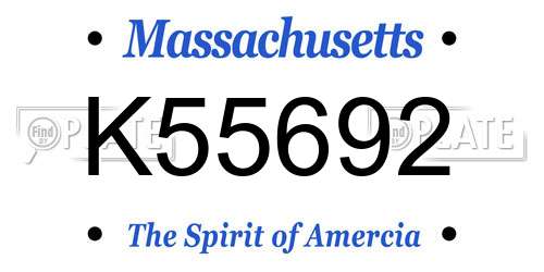 K55692 Massachusetts License Plate