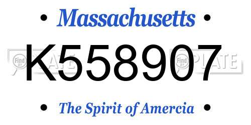 K558907 Massachusetts License Plate
