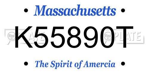 K55890T Massachusetts License Plate