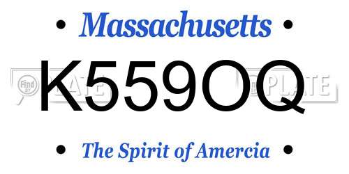 K559OQ Massachusetts License Plate