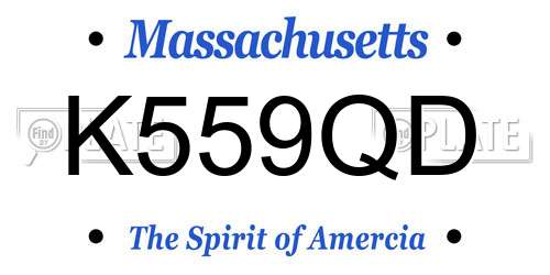 K559QD Massachusetts License Plate