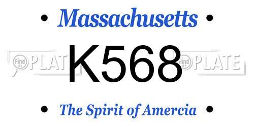 K568 Massachusetts License Plate