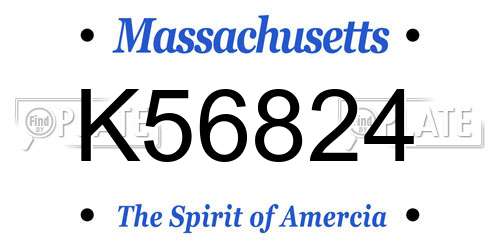 K56824 Massachusetts License Plate