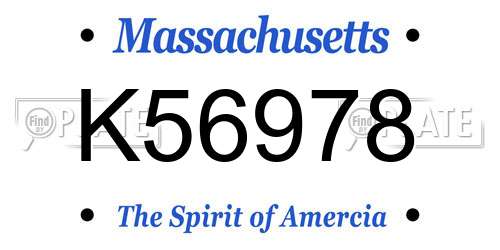 K56978 Massachusetts License Plate