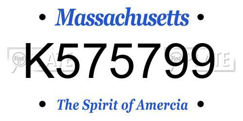 K575799 Massachusetts License Plate