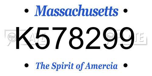 K578299 Massachusetts License Plate