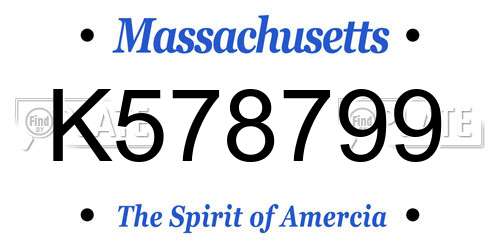 K578799 Massachusetts License Plate