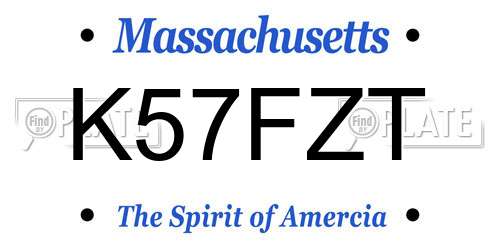 K57FZT Massachusetts License Plate