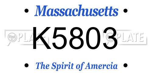 K5803 Massachusetts License Plate