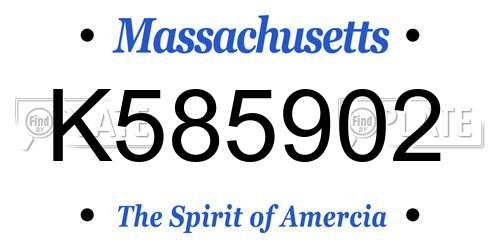 K585902 Massachusetts License Plate