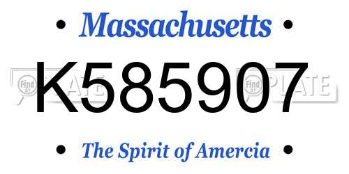 K585907 Massachusetts License Plate