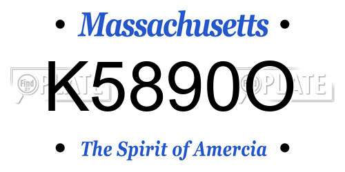 K5890O Massachusetts License Plate