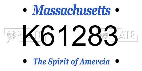 K61283 Massachusetts License Plate