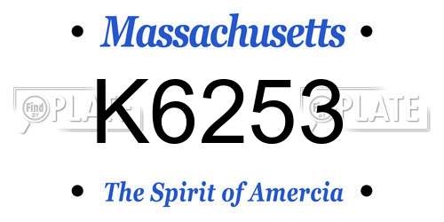 K6253 Massachusetts License Plate