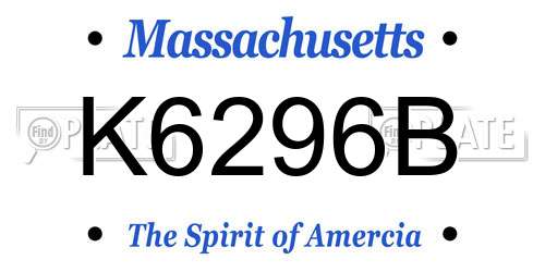 K6296B Massachusetts License Plate