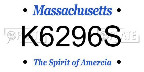 K6296S Massachusetts License Plate