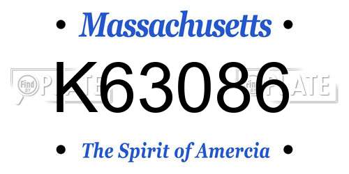 K63086 Massachusetts License Plate