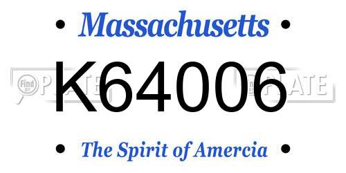 K64006 Massachusetts License Plate