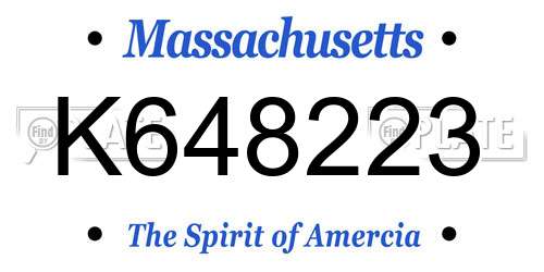 K648223 Massachusetts License Plate