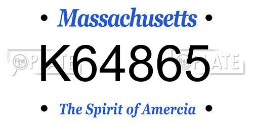 K64865 Massachusetts License Plate