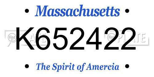 K652422 Massachusetts License Plate