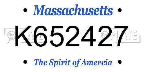 K652427 Massachusetts License Plate