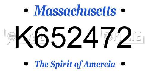 K652472 Massachusetts License Plate