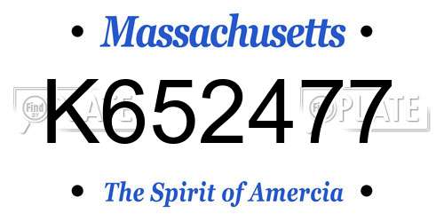 K652477 Massachusetts License Plate