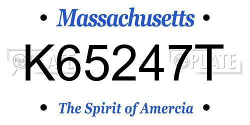 K65247T Massachusetts License Plate