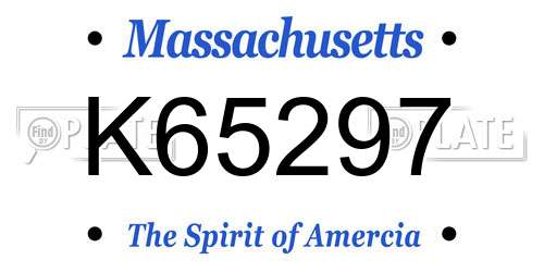 K65297 Massachusetts License Plate