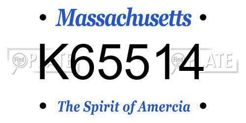 K65514 Massachusetts License Plate