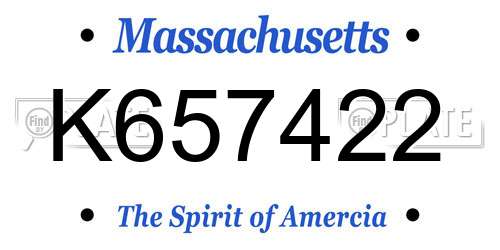 K657422 Massachusetts License Plate
