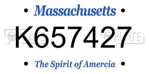 K657427 Massachusetts License Plate
