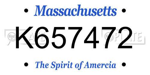 K657472 Massachusetts License Plate