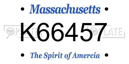 K66457 Massachusetts License Plate