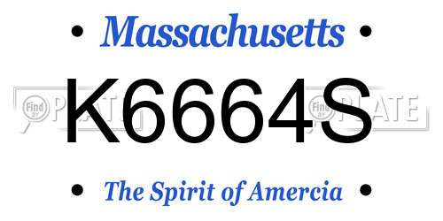 K6664S Massachusetts License Plate