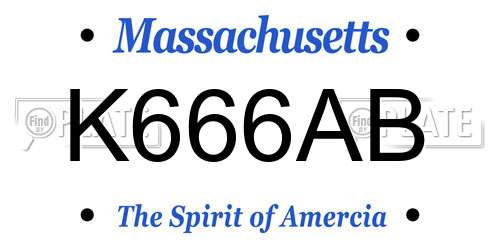 K666AB Massachusetts License Plate