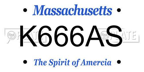 K666AS Massachusetts License Plate