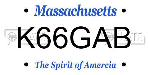 K66GAB Massachusetts License Plate