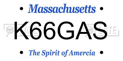 K66GAS Massachusetts License Plate