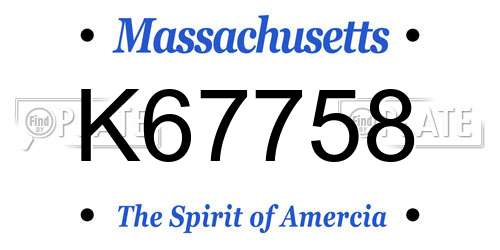 K67758 Massachusetts License Plate