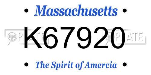 K67920 Massachusetts License Plate