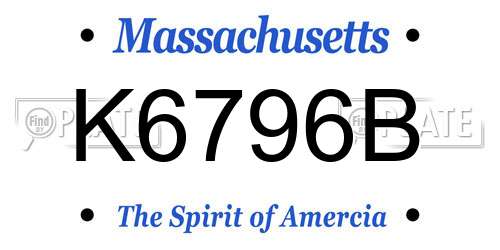 K6796B Massachusetts License Plate